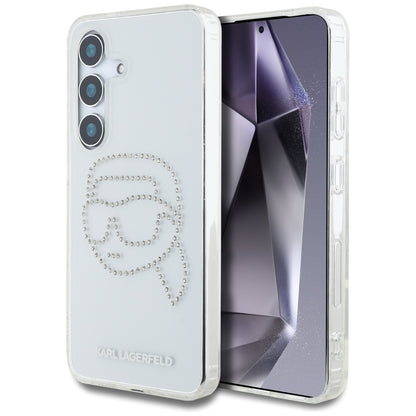 Custodia per Samsung Galaxy S25 S931, Karl Lagerfeld, IML Rhinestones Karl's Head, Trasparente