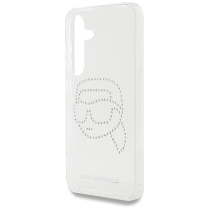 Custodia per Samsung Galaxy S25 S931, Karl Lagerfeld, IML Rhinestones Karl's Head, Trasparente