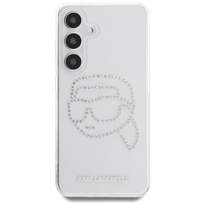 Custodia per Samsung Galaxy S25 S931, Karl Lagerfeld, IML Rhinestones Karl's Head, Trasparente