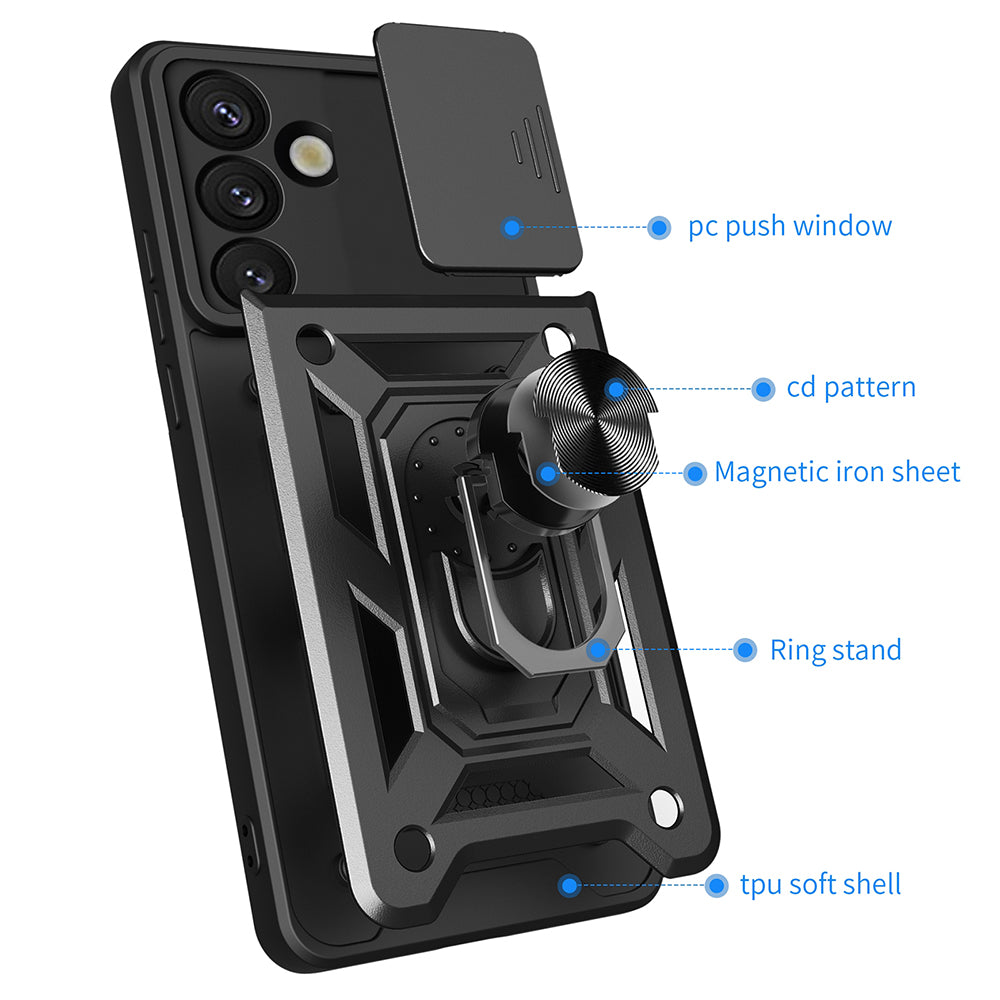 Custodia per Samsung Galaxy S25 S931, Techsuit, CamShield, Nera