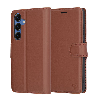 Coque pour Samsung Galaxy S25 S931, Techsuit, Leather Folio, Marron