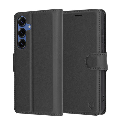 Custodia per Samsung Galaxy S25 S931, Techsuit, Leather Folio, Nera