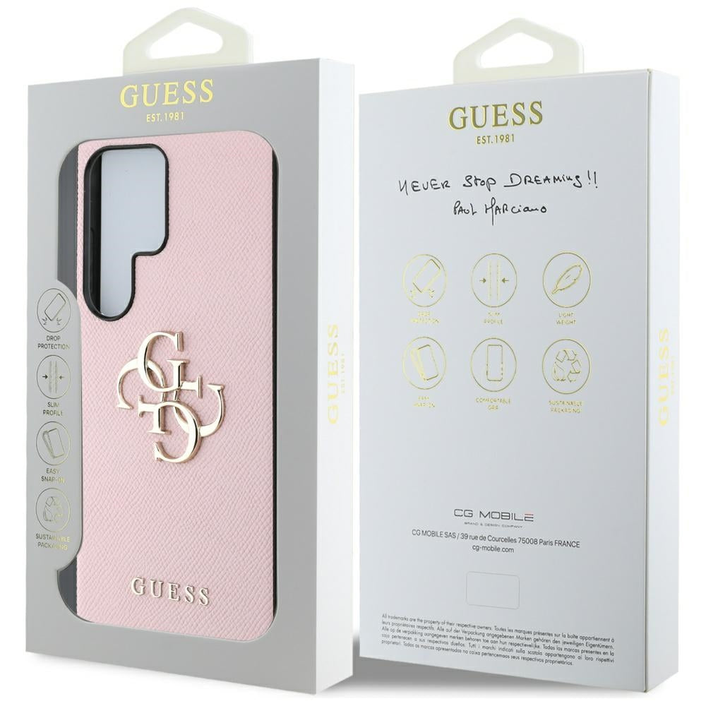 Custodia per Samsung Galaxy S25 Ultra S938, Guess, 4G Grained Big and Classic Logo, Rosa