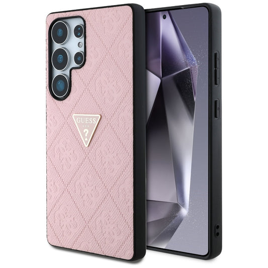 Custodia per Samsung Galaxy S25 Ultra S938, Guess, Grained Hot Stamp 4G Triangle, Rosa
