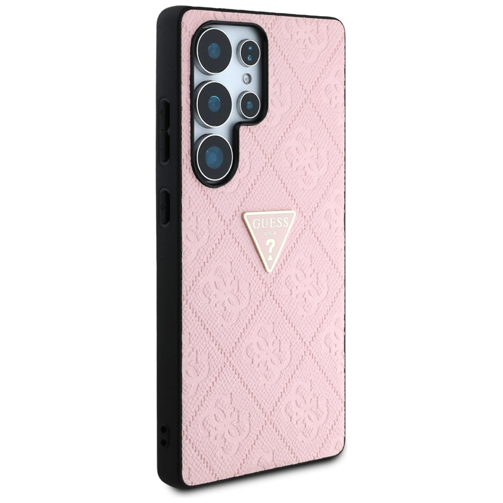 Custodia per Samsung Galaxy S25 Ultra S938, Guess, Grained Hot Stamp 4G Triangle, Rosa