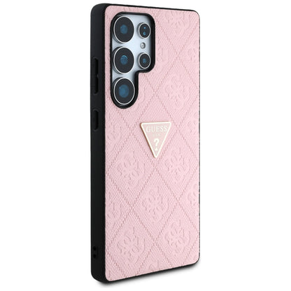 Custodia per Samsung Galaxy S25 Ultra S938, Guess, Grained Hot Stamp 4G Triangle, Rosa
