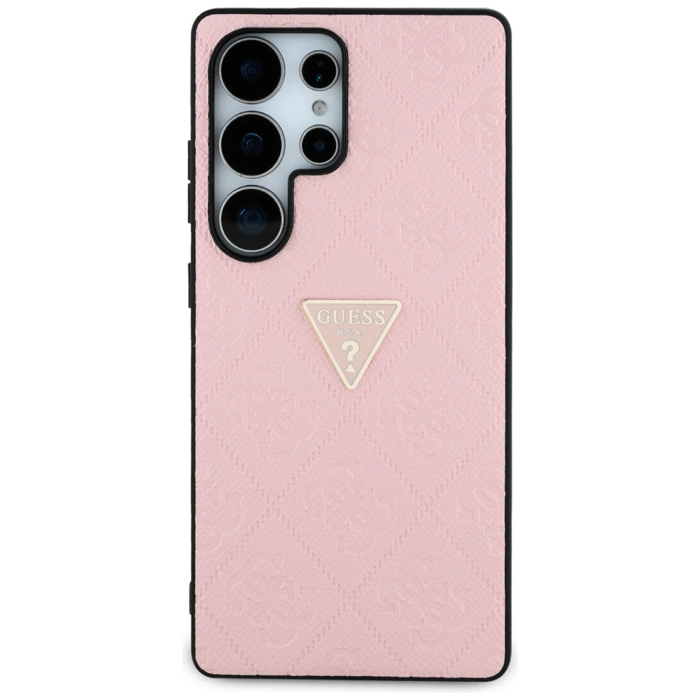 Custodia per Samsung Galaxy S25 Ultra S938, Guess, Grained Hot Stamp 4G Triangle, Rosa
