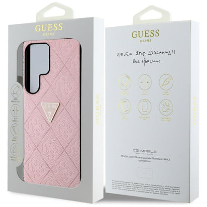 Custodia per Samsung Galaxy S25 Ultra S938, Guess, Grained Hot Stamp 4G Triangle, Rosa