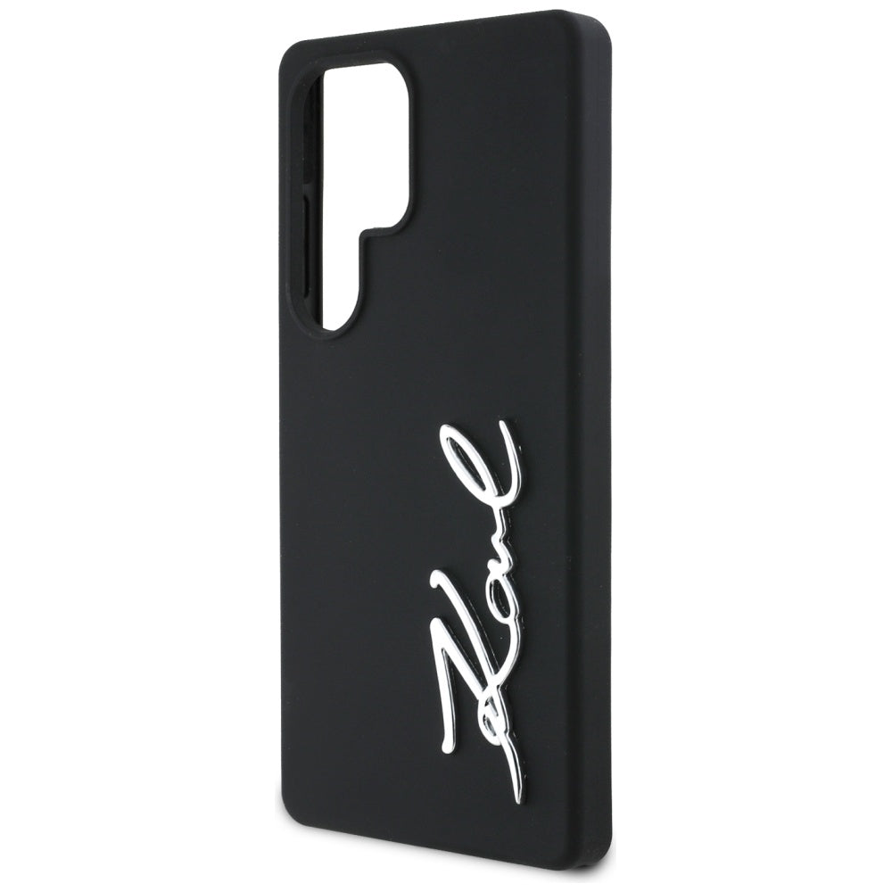Custodia per Samsung Galaxy S25 Ultra S938, Karl Lagerfeld, Silicone Sign Metal Logo, Nera