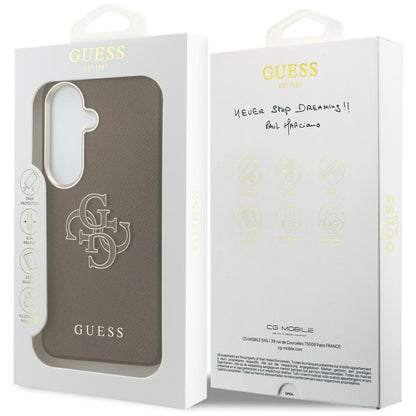 Custodia per Samsung Galaxy S26 Plus S947, Guess, 4G Grained Big and Classic Logo, Marrone