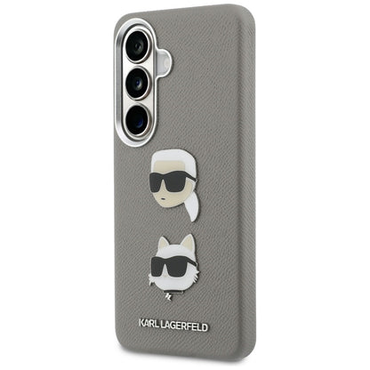 Hülle für Samsung Galaxy S26 S942, Karl Lagerfeld, Saffiano Karl & Choupette's Head Pin, Grau