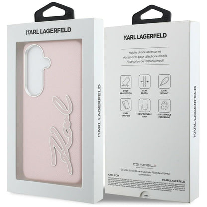 Custodia per Samsung Galaxy S26 S942, Karl Lagerfeld, Signature Resin Logo, Rosa