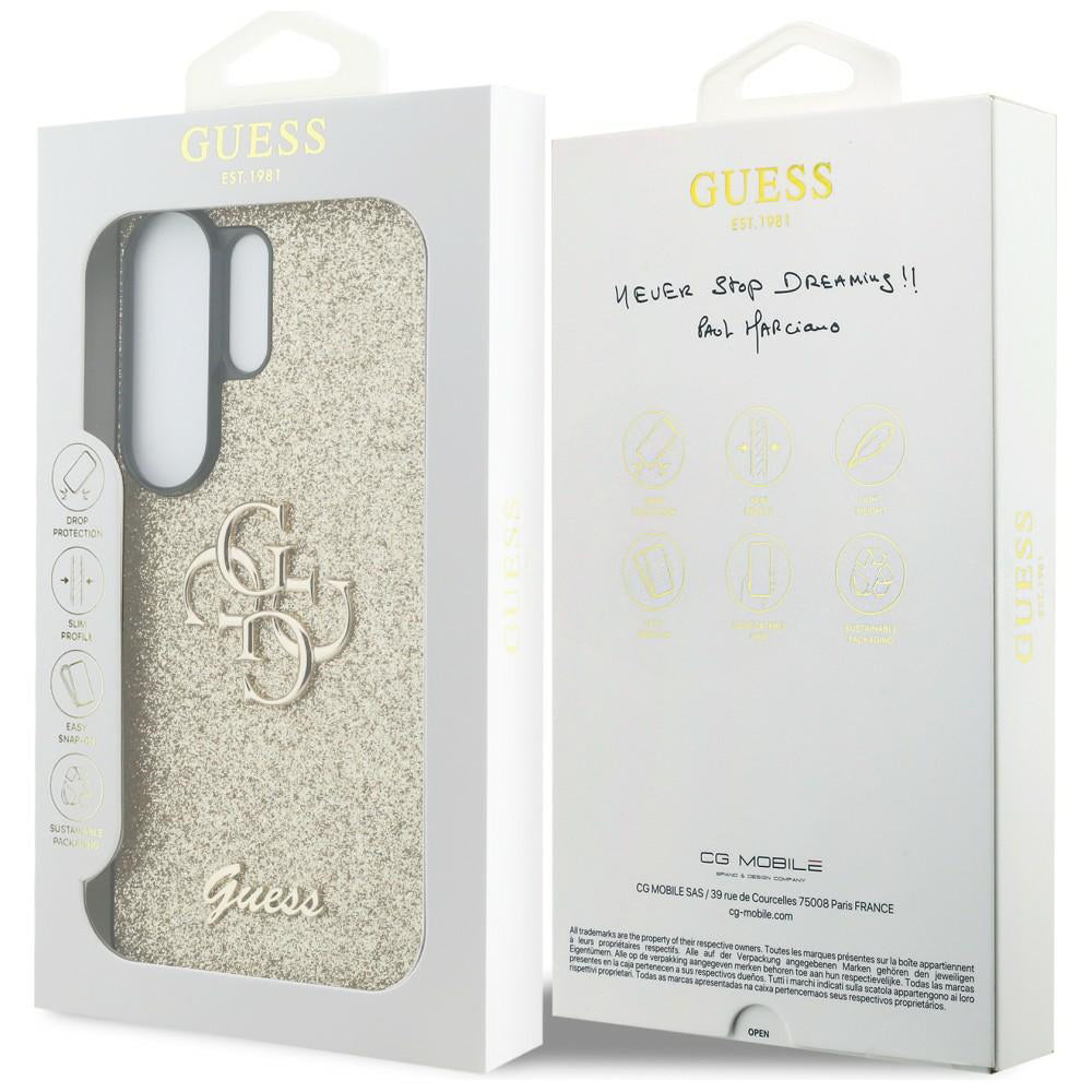 Custodia per Samsung Galaxy S26 Ultra S948, Guess, Fixed Glitter Big 4G Metal Frame, Dorata