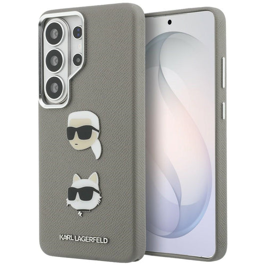 Hülle für Samsung Galaxy S26 Ultra S948, Karl Lagerfeld, Saffiano Karl & Choupette's Head Pin, Grau