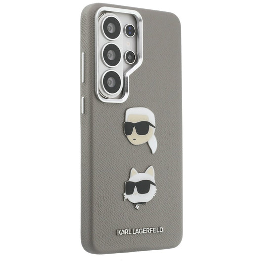 Hülle für Samsung Galaxy S26 Ultra S948, Karl Lagerfeld, Saffiano Karl & Choupette's Head Pin, Grau