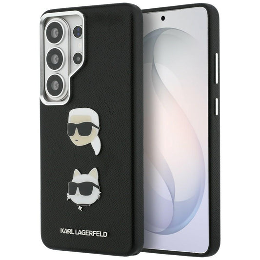 Étui pour Samsung Galaxy S26 Ultra S948, Karl Lagerfeld, Saffiano Karl & Choupette's Head Pin, Noir