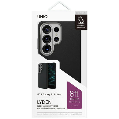 Custodia per Samsung Galaxy S26 Ultra S948, UNIQ, Lyden Leatherette, Nera