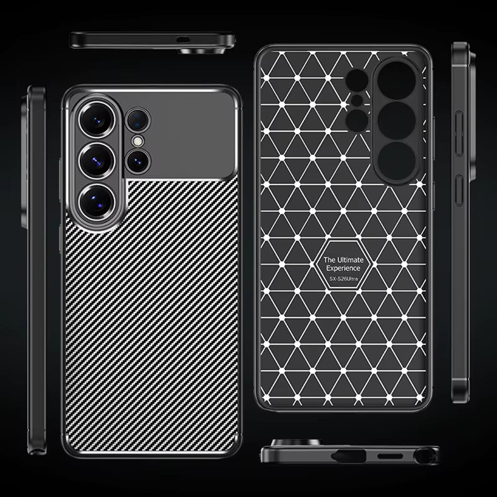 Custodia per Samsung Galaxy S26 Ultra S948, Techsuit, CarbonFiber, Nera