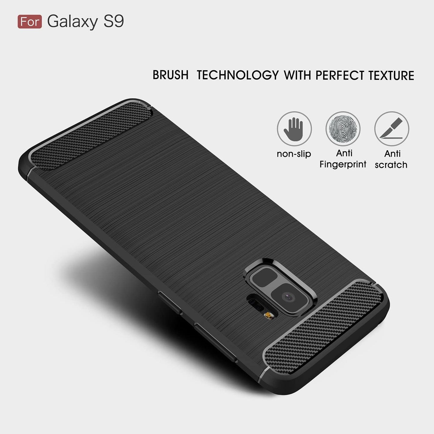 Custodia per Samsung Galaxy S9 G960, Techsuit, Carbonio, Nera