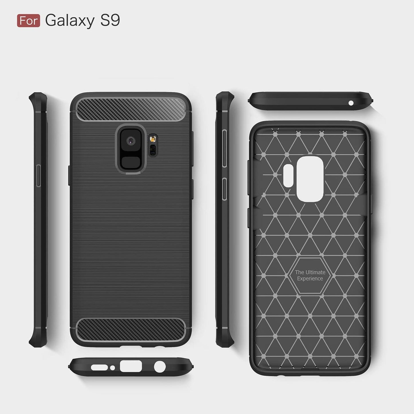 Custodia per Samsung Galaxy S9 G960, Techsuit, Carbonio, Nera