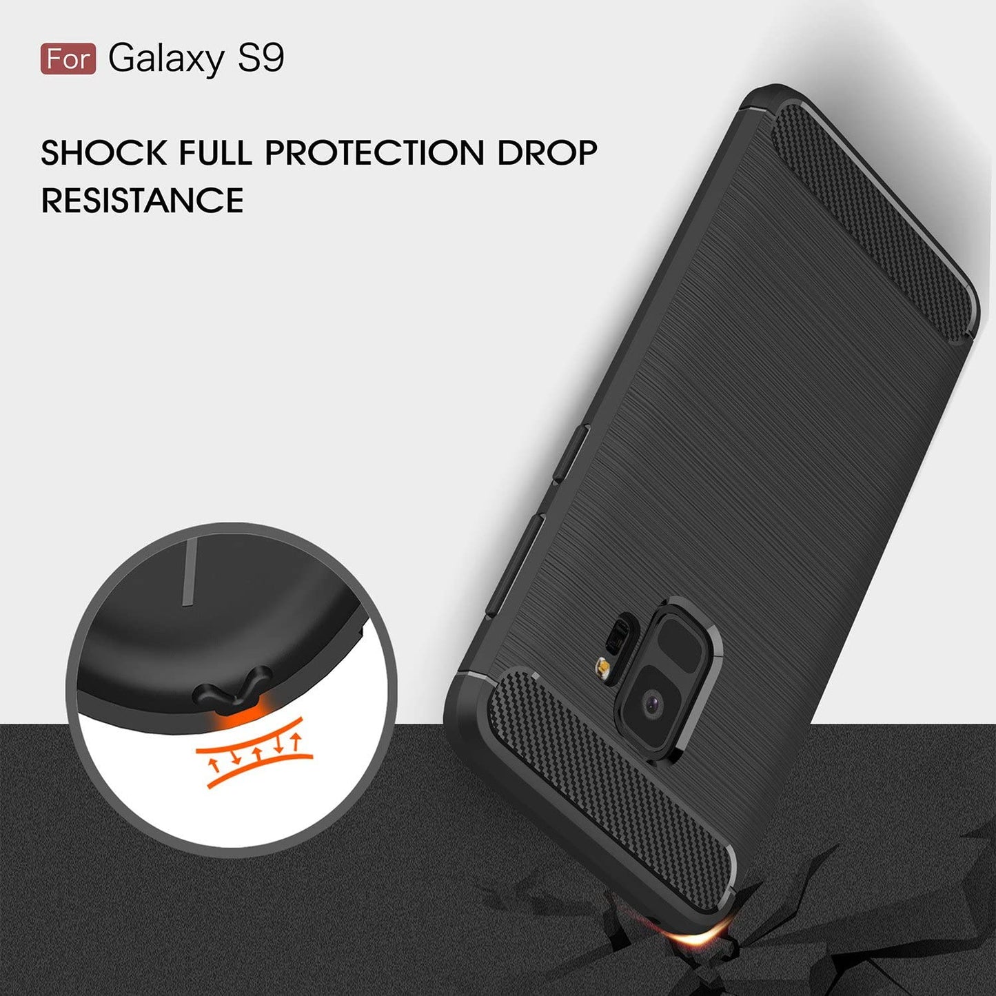 Custodia per Samsung Galaxy S9 G960, Techsuit, Carbonio, Nera