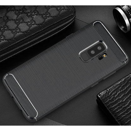 Custodia per Samsung Galaxy S9+ G965, Techsuit, Carbonio, Nera