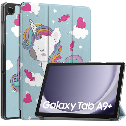 Custodia per Samsung Galaxy Tab A9+, Techsuit, FoldPro Unicorn, Multicolore