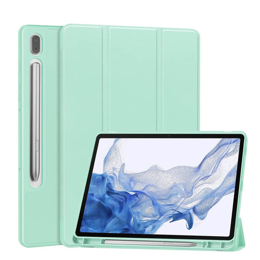 Custodia per Samsung Galaxy Tab S10 FE+, Techsuit, Flex Trifold, Verde Matcha