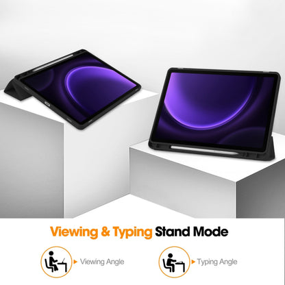 Custodia per Samsung Galaxy Tab S10 FE / Tab S9 FE / Tab S9, Techsuit, Flex Trifold, Nera