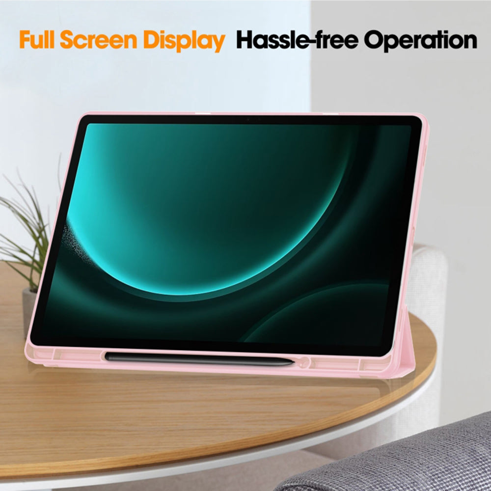 Housse pour Samsung Galaxy Tab S10+ / Tab S9 FE+ / Tab S9+, Techsuit, Flex Trifold, Rose