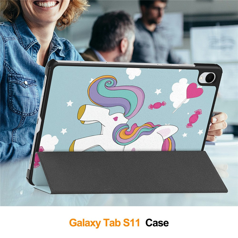 Hülle für Samsung Galaxy Tab S11, Techsuit, FoldPro Unicorn, Mehrfarbig