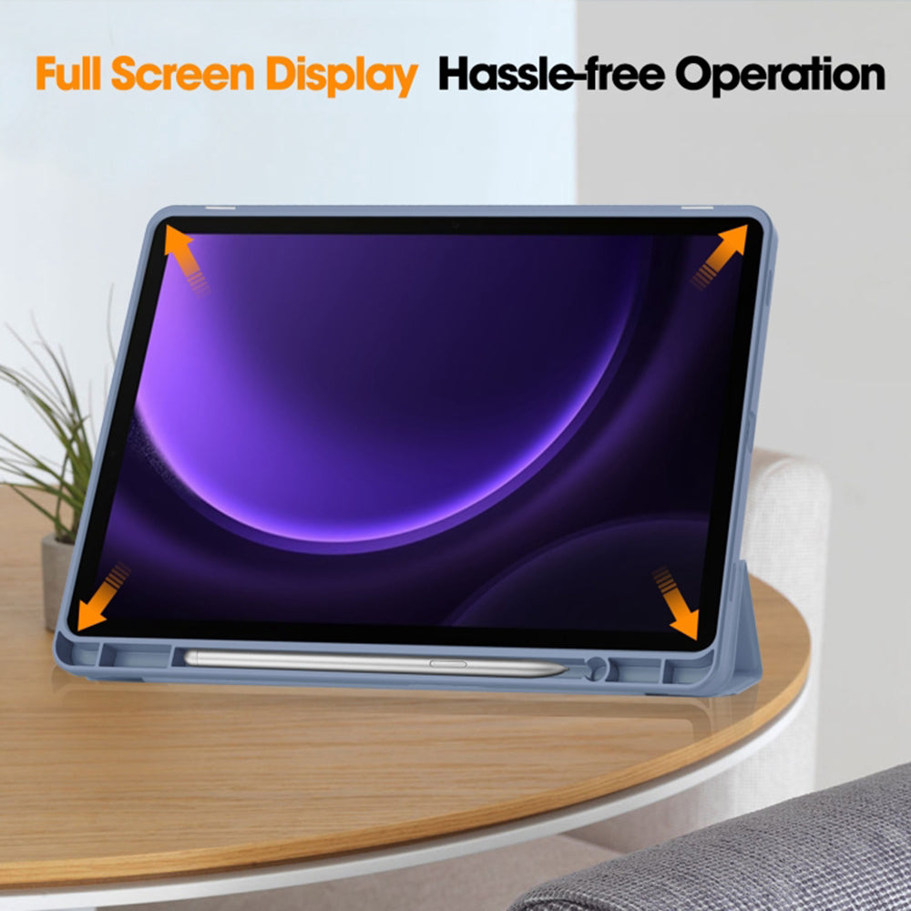 Custodia per Samsung Galaxy Tab S9 FE / Tab S9 / Tab S10 FE, Techsuit, Flex Trifold, Blu Navy