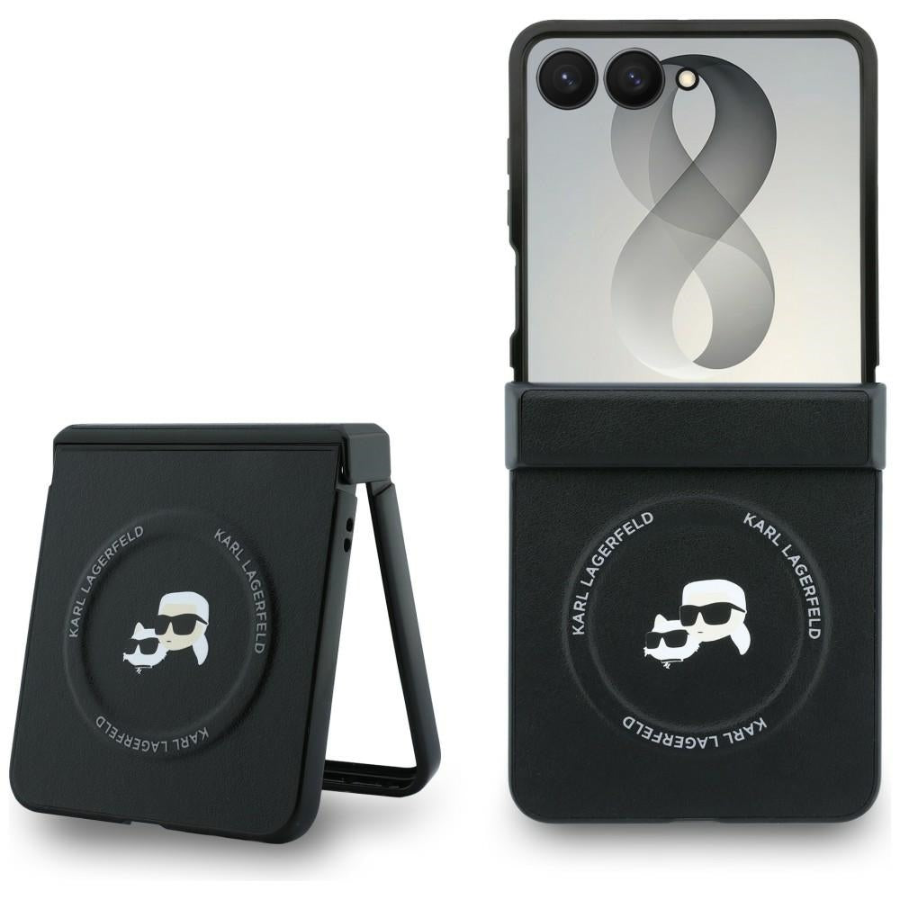 Custodia per Samsung Galaxy Z Flip8 F776, Karl Lagerfeld, Karl & Choupette Head Pin, Nera