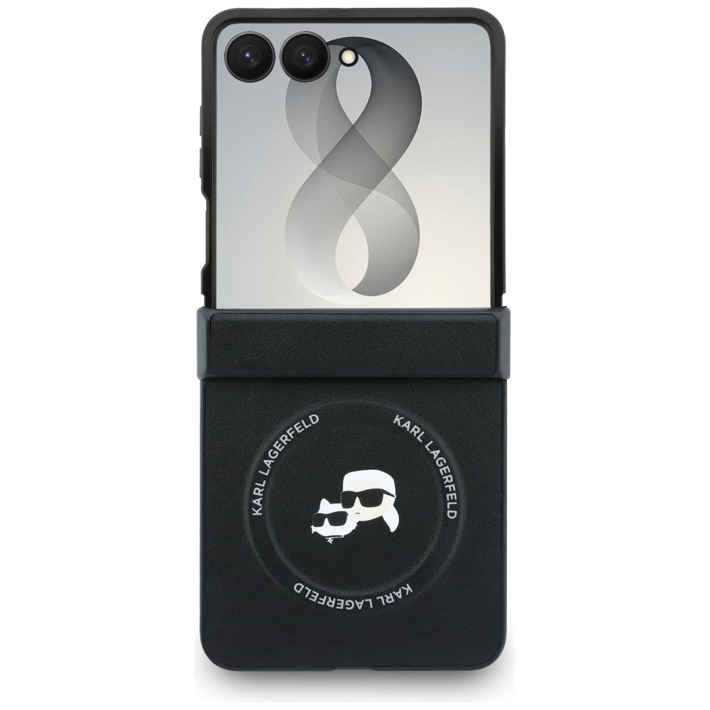 Custodia per Samsung Galaxy Z Flip8 F776, Karl Lagerfeld, Karl & Choupette Head Pin, Nera