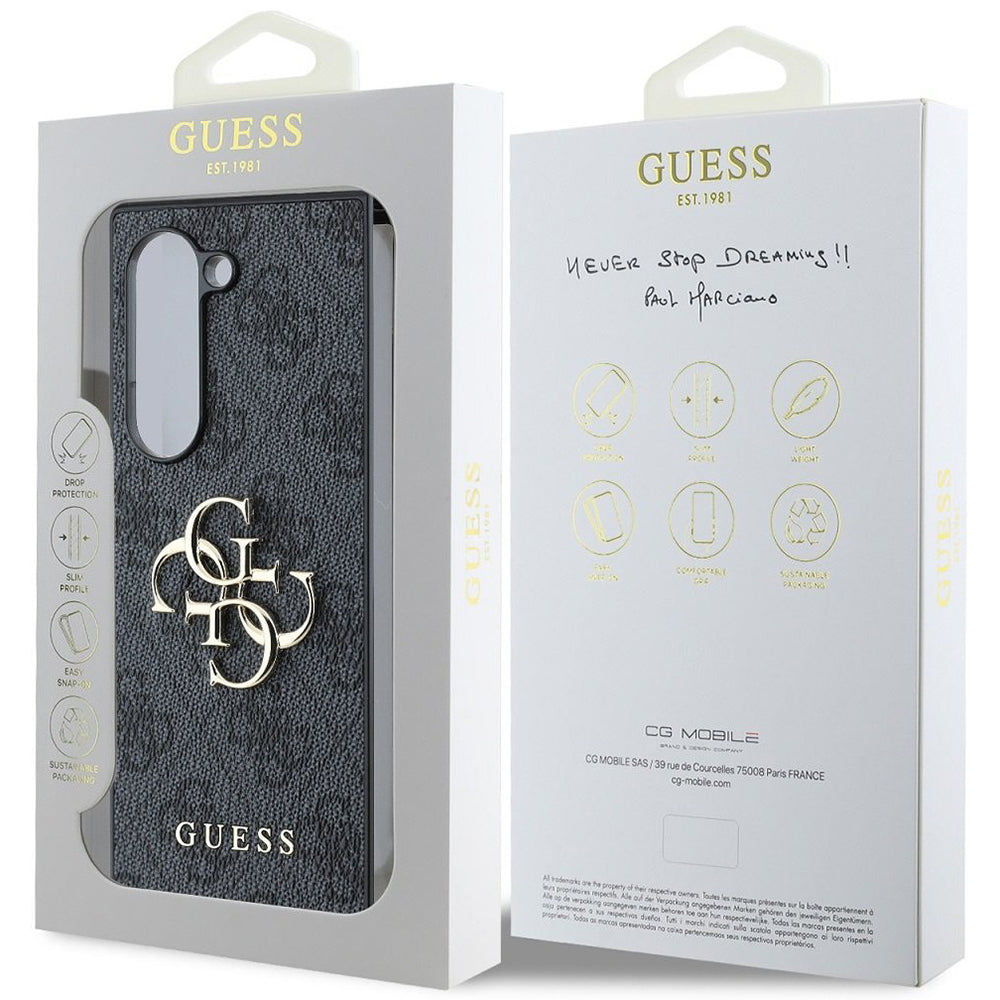 Étui pour Samsung Galaxy Z Fold6 F956, Guess, Logo Métal 4G, Noir