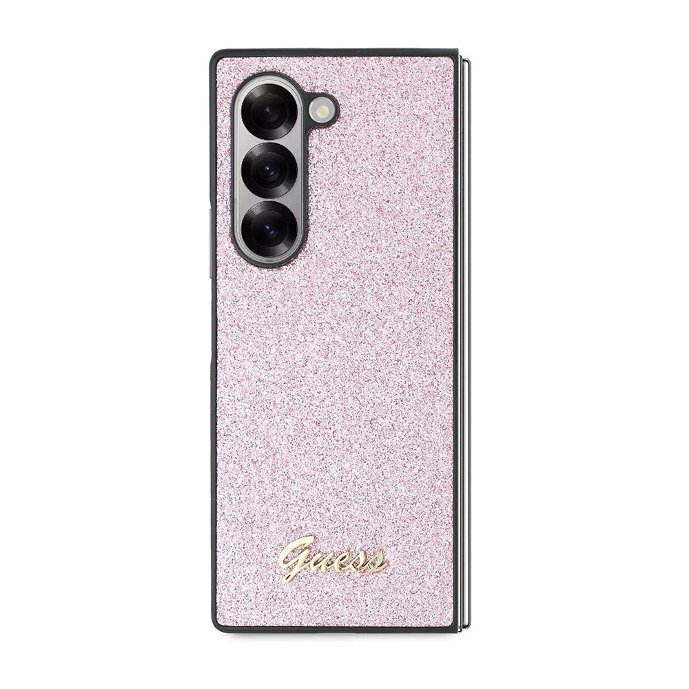 Étui pour Samsung Galaxy Z Fold6 F956, Guess, Glitter Script, Rose