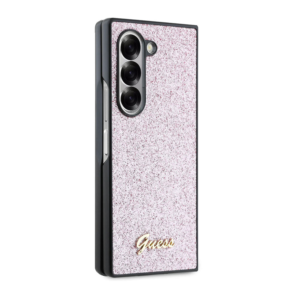 Étui pour Samsung Galaxy Z Fold6 F956, Guess, Glitter Script, Rose