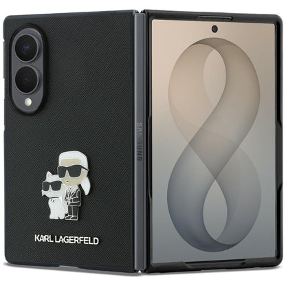 Hülle für Samsung Galaxy Z Fold8 F971, Karl Lagerfeld, Saffiano Karl & Choupette Metallpin, Schwarz