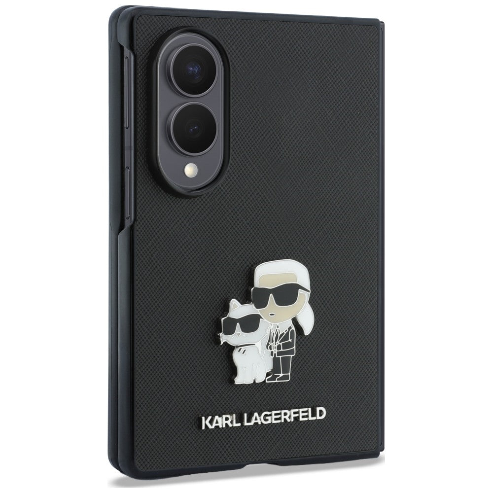 Hülle für Samsung Galaxy Z Fold8 F971, Karl Lagerfeld, Saffiano Karl & Choupette Metallpin, Schwarz