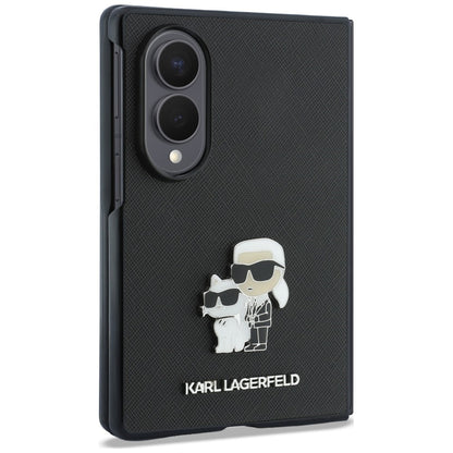 Hülle für Samsung Galaxy Z Fold8 F971, Karl Lagerfeld, Saffiano Karl & Choupette Metallpin, Schwarz