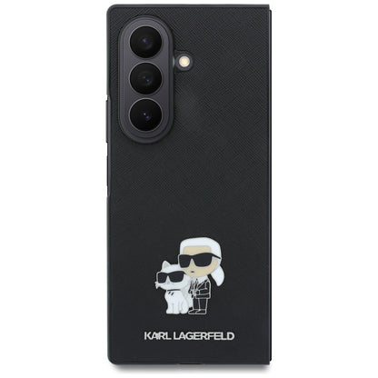 Coque pour Samsung Galaxy Z Fold8 Ultra F976, Karl Lagerfeld, Saffiano Karl & Choupette Épingle Métallique, Noire
