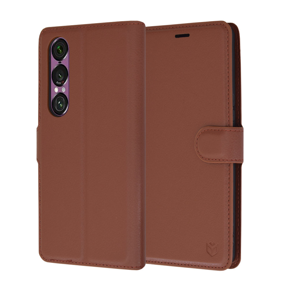 Coque pour Sony Xperia 1 VI, Techsuit, Leather Folio, Marron