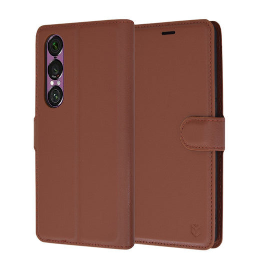 Coque pour Sony Xperia 1 VI, Techsuit, Leather Folio, Marron