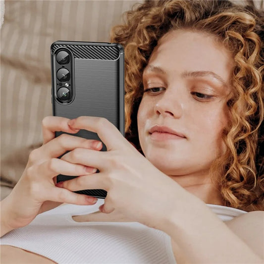 Coque pour Sony Xperia 1 VII, Techsuit, Carbone, Noire