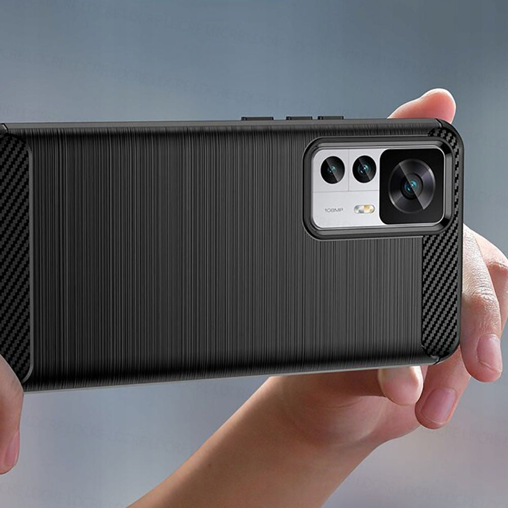 Custodia per Xiaomi 12T / 12T Pro, Techsuit, Carbonio, Nera
