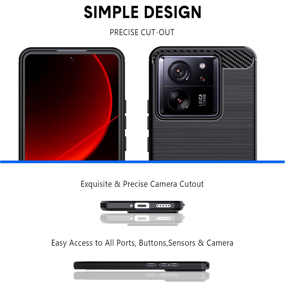 Hülle für Xiaomi 13T Pro / 13T, Techsuit, Carbon, Schwarz