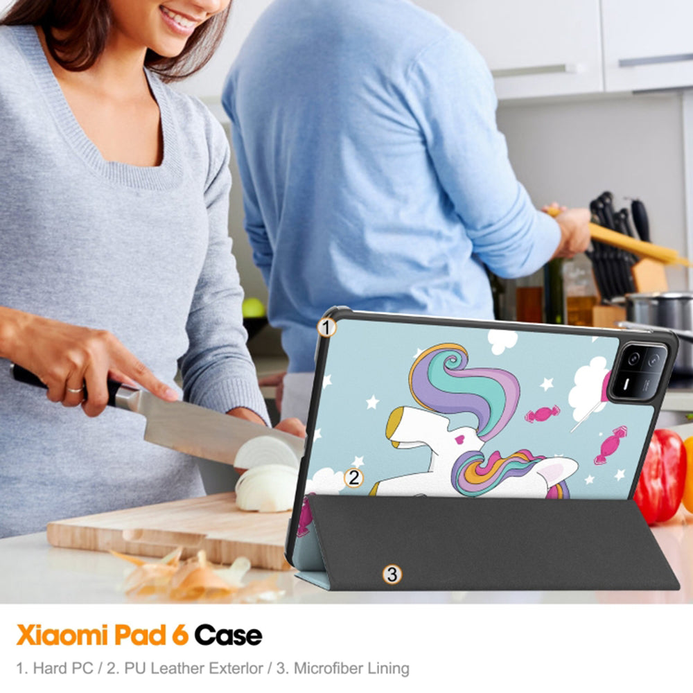 Hülle für Xiaomi Pad 6 / 6 Pro, Techsuit, FoldPro Unicorn, Mehrfarbig
