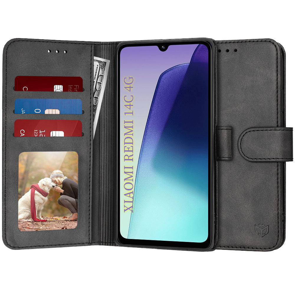 Custodia per Xiaomi Poco C75 / Redmi 14C, Techsuit, Diary Book, Nera