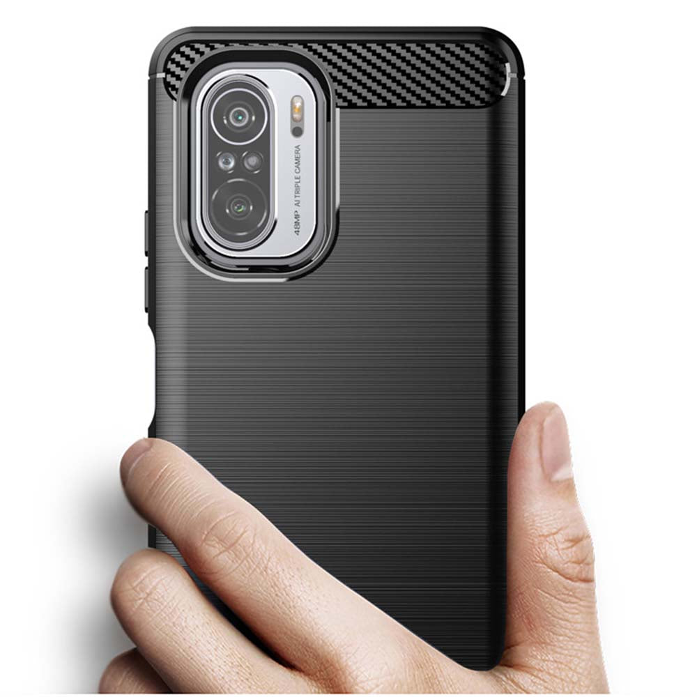 Coque pour Xiaomi Poco F3 / Mi 11i, Techsuit, Carbone, Noire