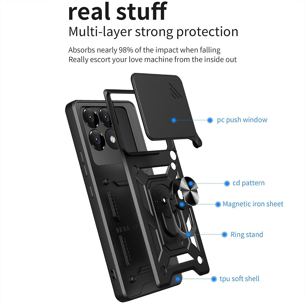 Coque pour Xiaomi Poco F6 Pro, Techsuit, CamShield, Bleue